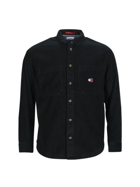 Menčestrová casual košeľa Tommy Jeans čierna