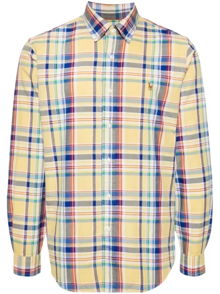 Polo majica Polo Ralph Lauren puplin karirana s printom crna