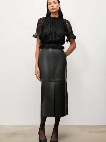 Fustă din piele Answear.lab până la genunchi negru
