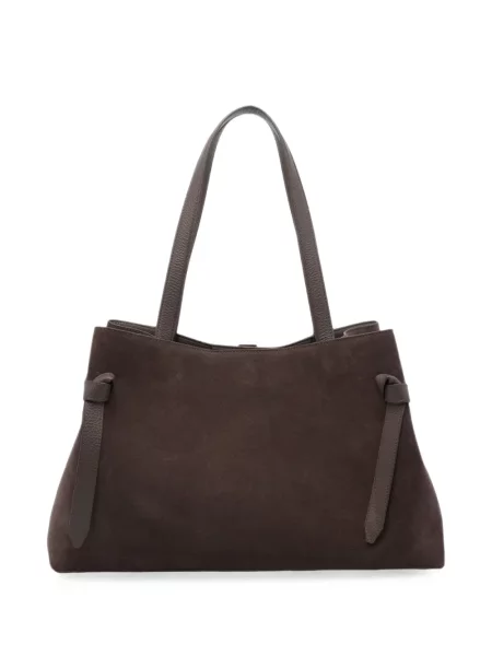 Geantă shopper Yuzefi din piele de căprioară maro