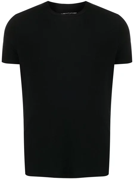 Tricou Majestic Filatures cu decolteu în U negru