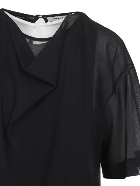 Костюм миди рокля Carven с драперии до коляното черно