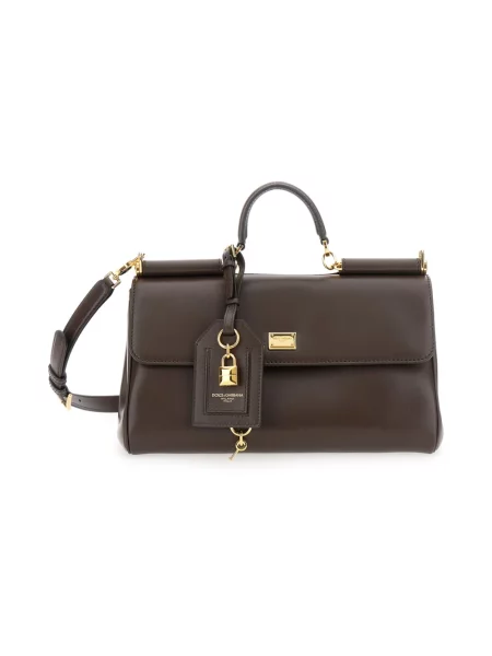 Torebka skórzana Dolce And Gabbana skórzana brązowa