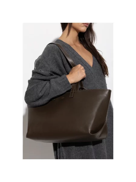 A.P.C. torebka shopper skórzana le drummer brązowa