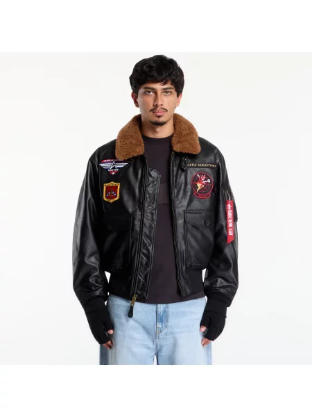 Alpha Industries kurtka z imitacji skóry Devils Brigade Faux Leather Bomber czarna