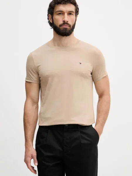 Tommy Hilfiger Basic T-shirt ανδρικό με ελαστάν μπεζ