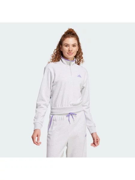 Bluza dresowa Essentials Color Pop French Terry Crop Quarter-Zip szara