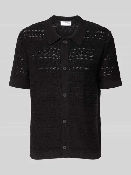Koszula casualowa o kroju regular fit z kołnierzykiem polo model ‘PALO’ Selected Homme czarna