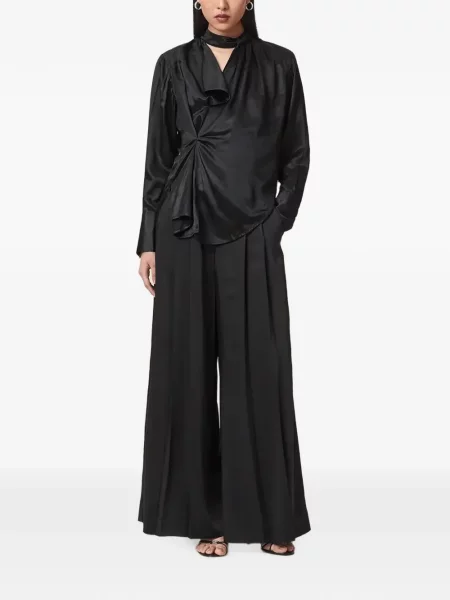 Bluză Allsaints din satin negru