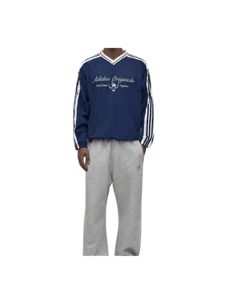 Bluza sportowa Adidas z dekoltem w serek niebieska