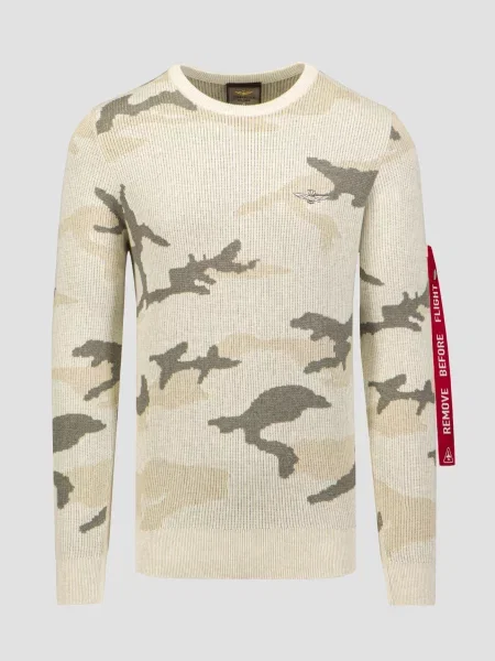 Sweter Aeronautica Militare z nadrukiem w kamuflażu beżowy