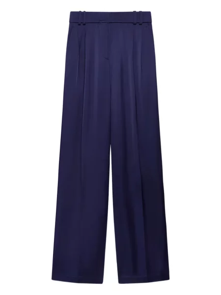 Pantaloni Another Tomorrow din satin albastru