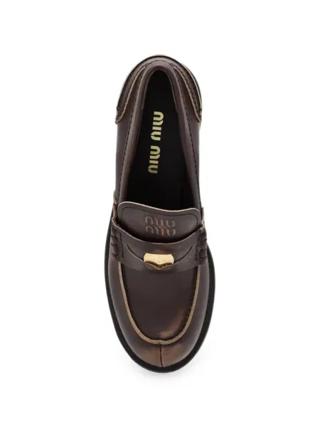 Pantofi loafer Miu Miu din piele maro