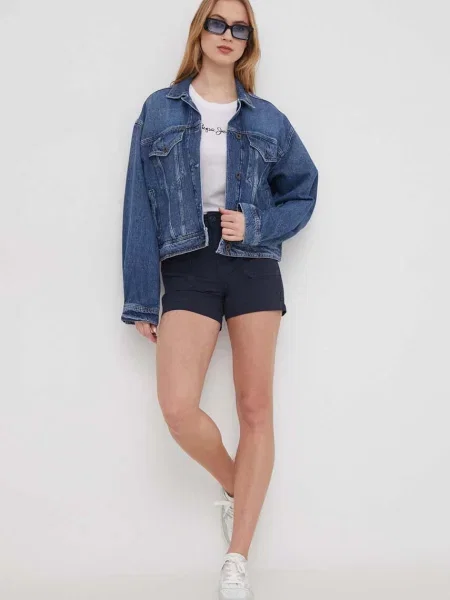 Traper jakna Pepe Jeans za žene za prijelazno razdoblje oversize plava
