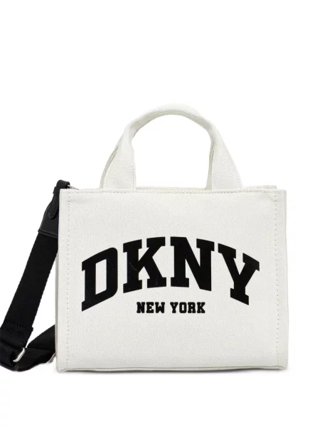 Geantă shopper Dkny cu imagine din canvas alb