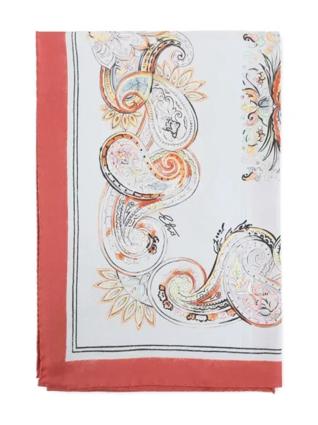 Fular Etro cu imagine cu model paisley alb