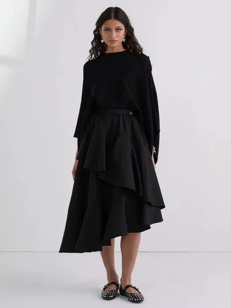 Karl Lagerfeld fustă midi evazati negru