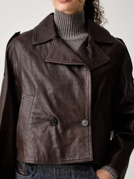 Кожаный короткий тренч Weekend Max Mara
