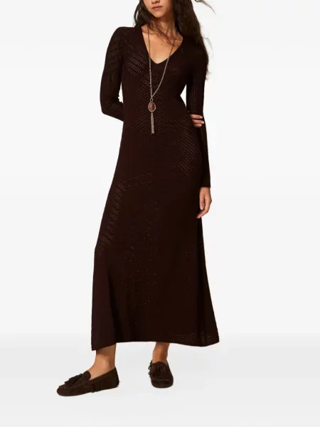 Lung rochie Twinset tricotate maro