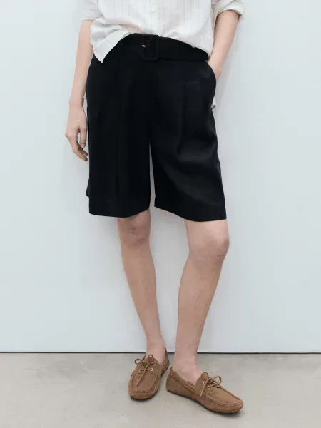 Лляні Шорти MANGO чорний