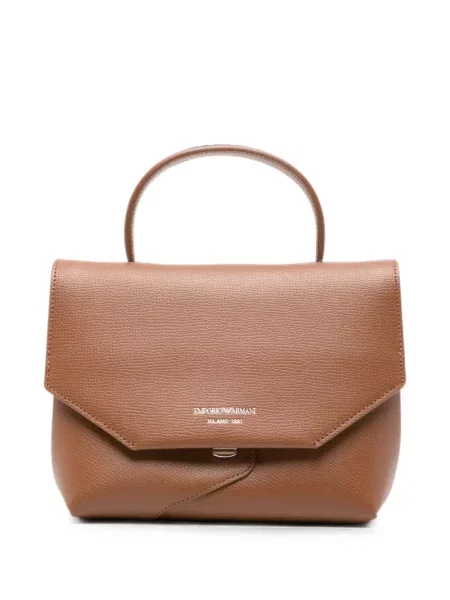 Geantă plic Emporio Armani din piele cu imagine maro