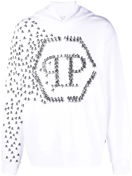 Hanorac cu glugă Philipp Plein alb