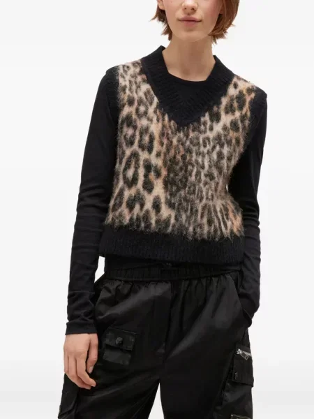 Vestă Ganni cu imagine cu model leopard