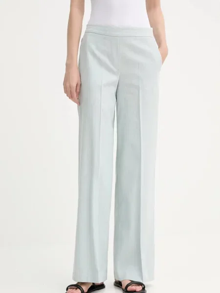 PS Paul Smith pantaloni din amestec de in drept high waist albastru