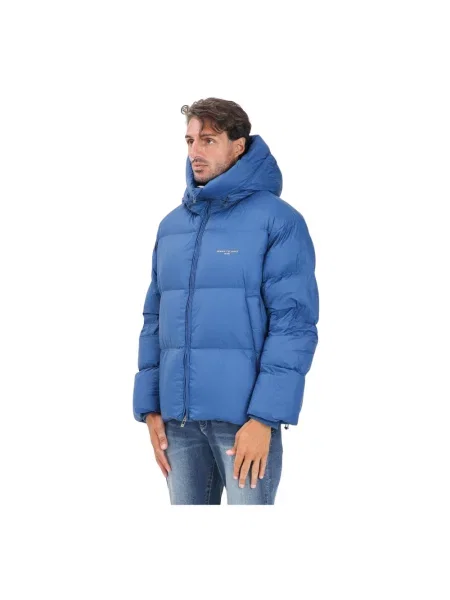 Kurtka puchowa Armani Exchange z kapturem niebieska