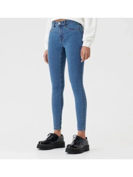Sinsay Džíny skinny mid rise Modrá