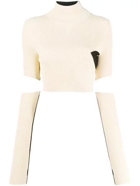 Cropp top Off-white tricotate alb