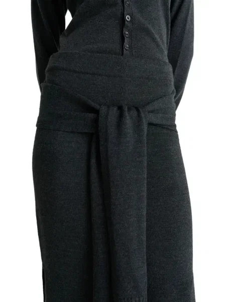 Fustă midi Lemaire până la genunchi gri