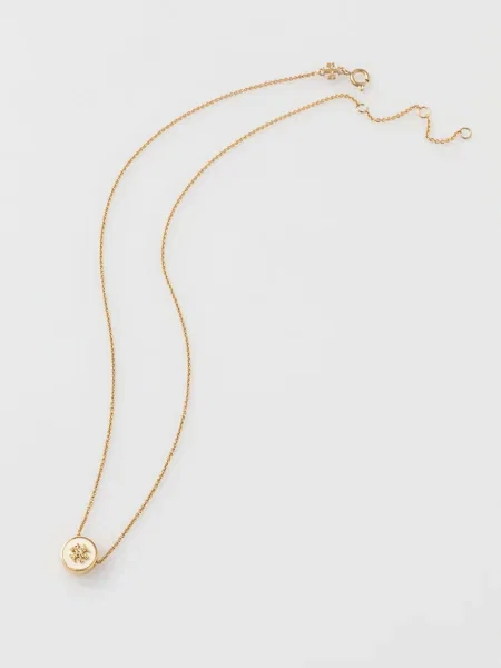 Tory Burch colier auriu alb