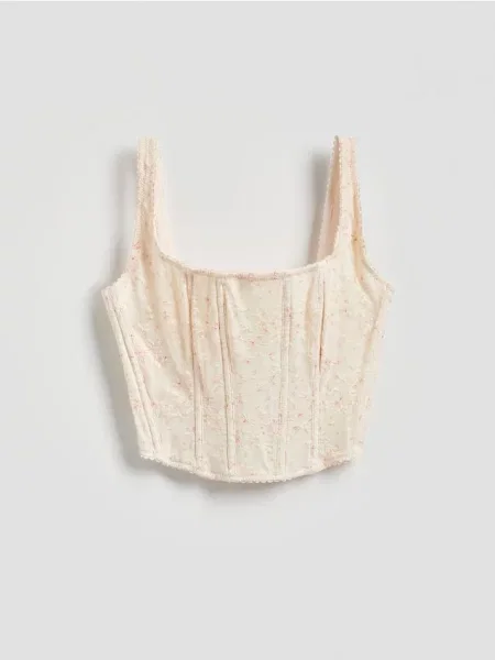 Reserved Sutien tip corset cu dantelă nude