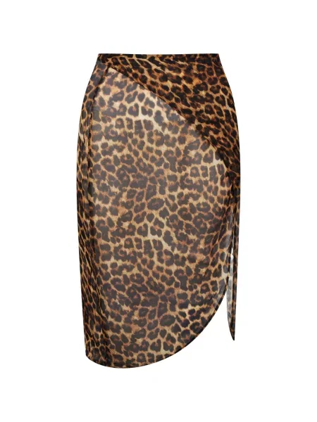 Fusta mini Maison Close cu imagine cu model leopard plic maro