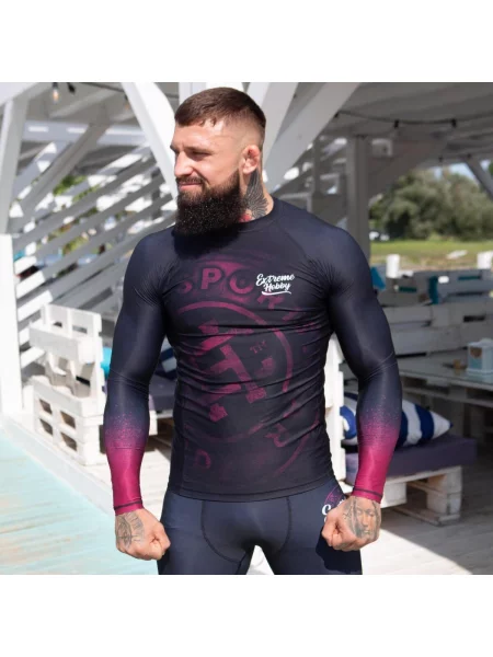 Koszulka sportowa Rashguard do MMA EXTREME HOBBY BADGE czarna