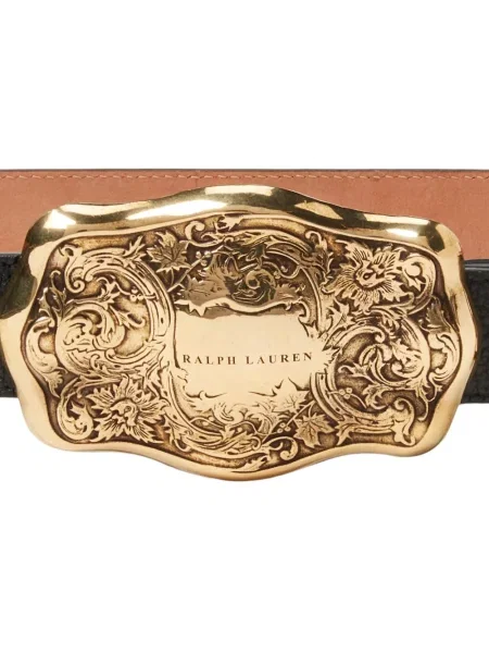 Iš natūralios odos diržu apjuostas diržas Ralph Lauren Collection juoda