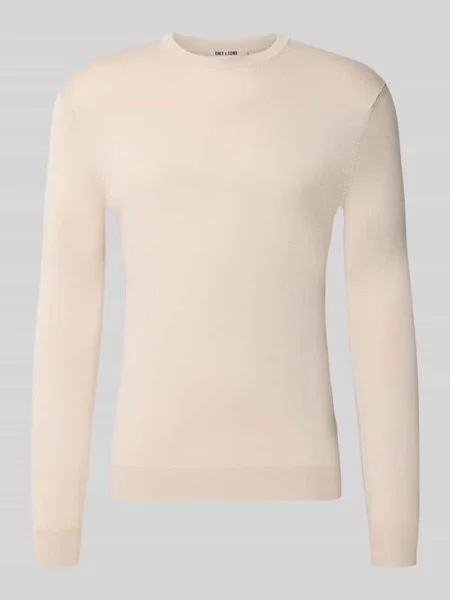 Sweter z dzianiny o kroju regular fit z mieszanki model ‘WYLER’ Only & Sons beżowy