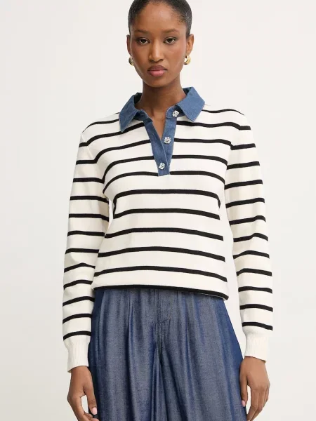 Morgan Pulover svetlo / moder denim / črna bež