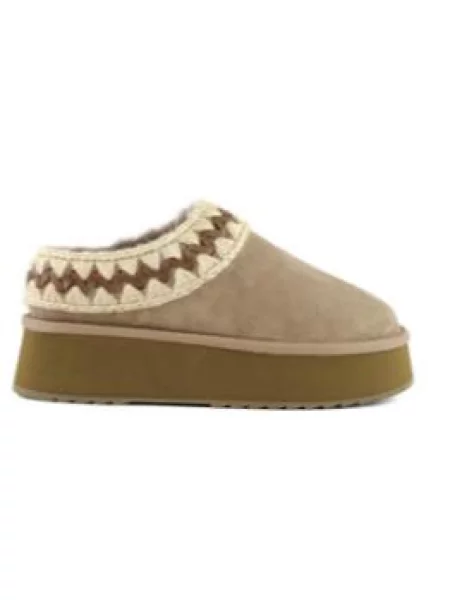 Mou kapcie zamszowe Platform Clog Suede Leather St szare