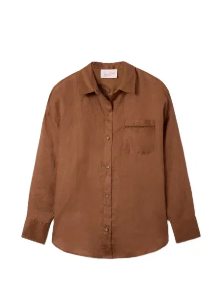 Cămașă Mc2 Saint Barth cu broderie de in maro