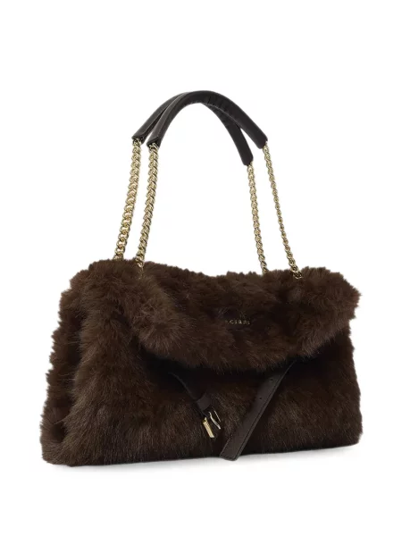 Shopper rankinė Orciani su kailiu ruda