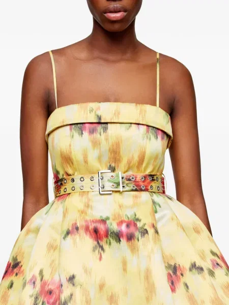 Rochie mini Ganni cu model floral de costum mini galben