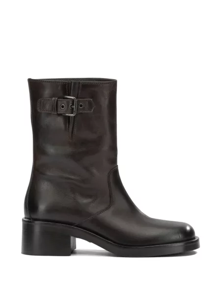Botine Strategia Shoes din piele cu cataramă maro