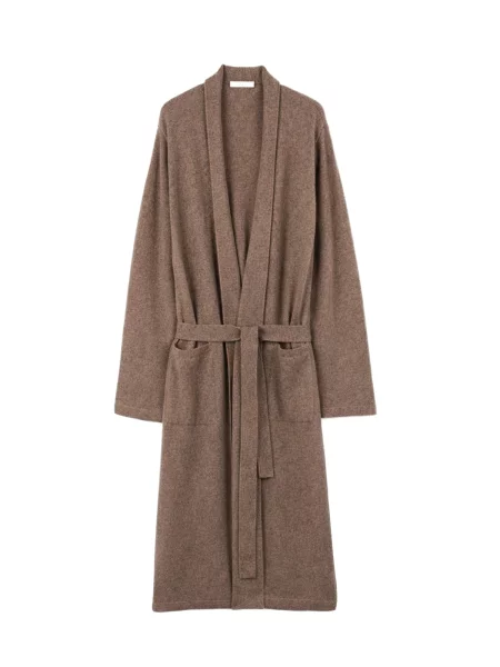 GOBI Cashmere Halat de baie lung Men's Cashmere Robe taupe gri
