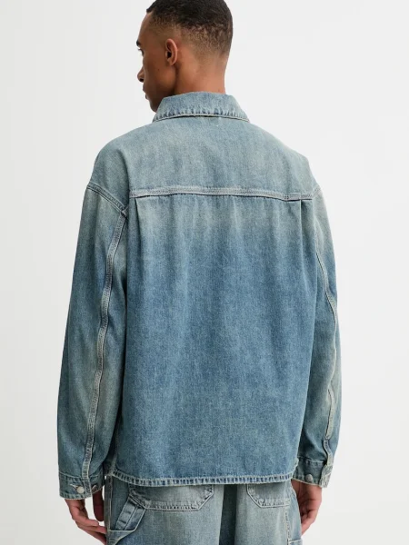Diesel geacă jeans D-STACK-U JACKET de tranziție oversize albastru