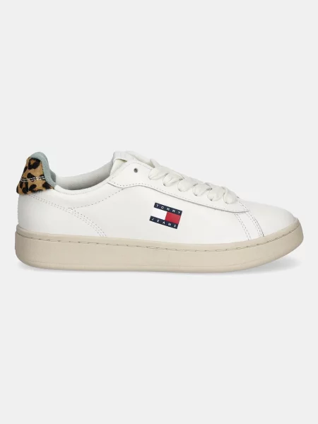 Usnjene superge Tommy Jeans ARCHIVE 98 LEOPARD bela