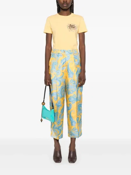 Pantaloni Etro de mătase albastru