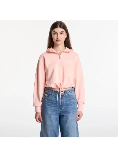 Sweatshirt Calvin Klein Jeans Ls Monologo Terry Cropped Tie Hoodie Peachy Day XS
