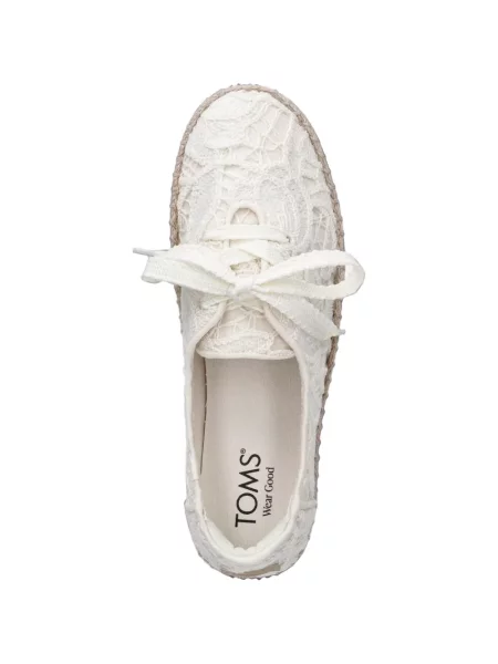 Espadrile Toms cu platformă din dantelă alb